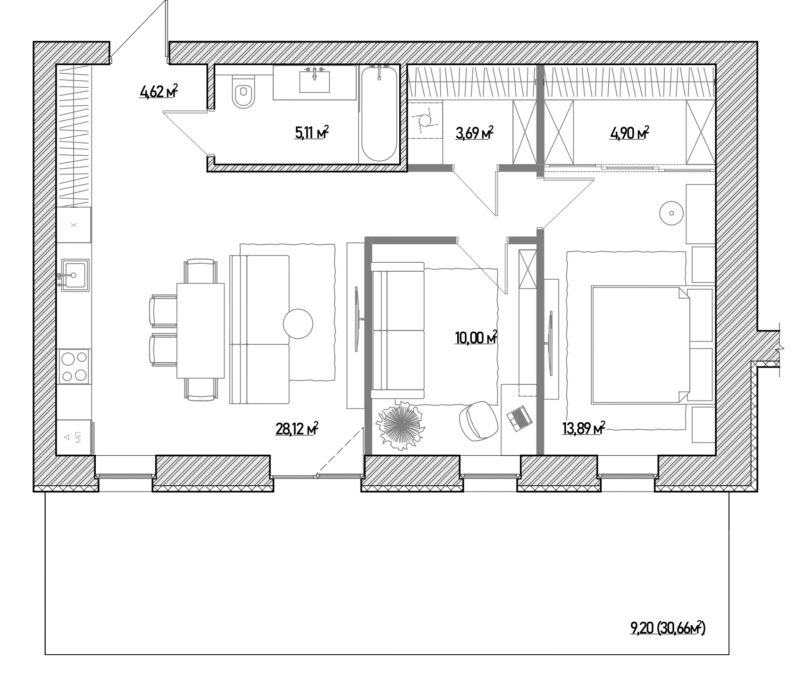 Типова кавартира 8 будинків 3 – 5